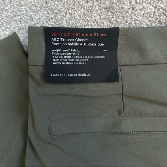 Lululemon ABC Classic-Fit Trouser Warpstreme, size 36" W 32" L, color Army Green - Picture 2 of 4
